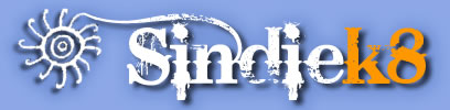 Logo for Sindiek8.com, pronounced Syndicate, deconstructed as Si or Yes in Spanish, indie or independent and k8 end of the word syndicate in text characters